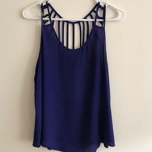 Dark blue tank top with back cut out